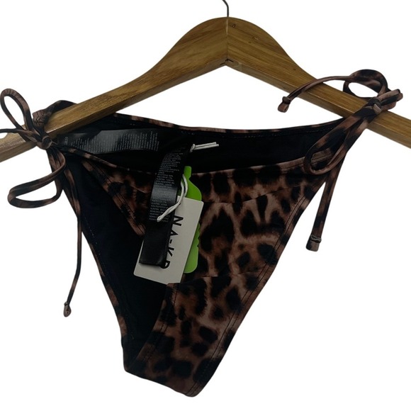 NA-KD Leopard Print Tie Wrap Bikini Bottoms Women's Size S - Picture 1 of 2